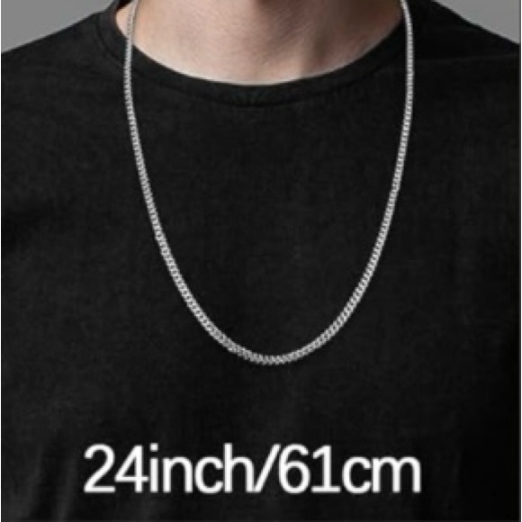 New Gold Cuban Chain Necklace Diamond Cut Curb Chain Link 925 Stamped 24” - Picture 4 of 15